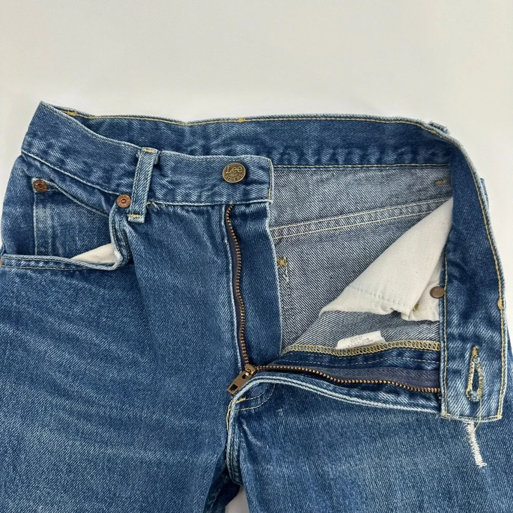 Vintage Lee Riders Straight Leg Jeans Womens 27x32 Blue Denim Whisker Mid Rise